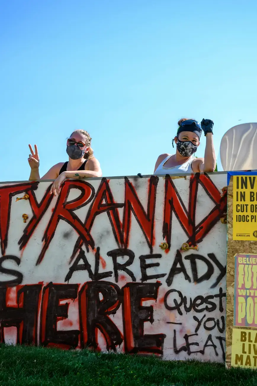 Grafiti on a wall saying tyranny is already there